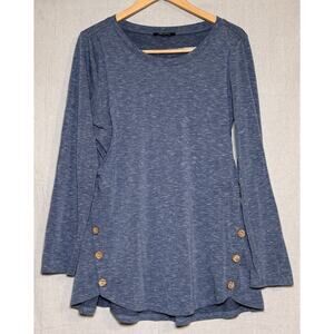 Women's Quinee Button Side Maternity Tunic Nursing Top Blue Size Large
